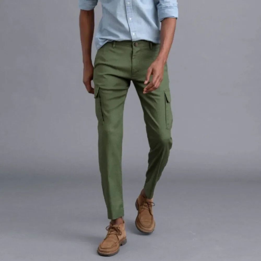 Proper Cloth Di Sondrio Fern Stretch Linen Blend Cargo Green in Size Unknown